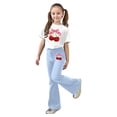 thumbnail image 3 of Gaexia Girls Two Piece Outfits,Stylish Girls Casual Outfit Flared Pants With Short Sleeve Top Comfortable Playwear Two Piece Summer Fashion Clothes,130, 3 of 5