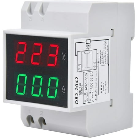 Lepai DIN Rail Voltage Ampere Meter, Digital Voltmeter Ammeter Power ...