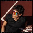 thumbnail image 4 of Oversized Mens Mirrored Shield Sunglasses Rimless Sport Wraparound UV400 / Slate Frame - Pink Mirror Lens, 4 of 7