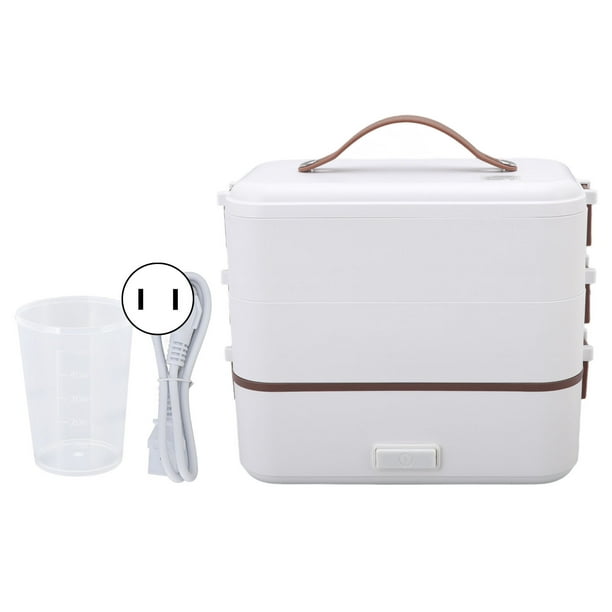 Heated Lunch Box, 1.2 Liters Food Grade 3 Tiers Cooking Lunch Box For Travel US Plug 110V