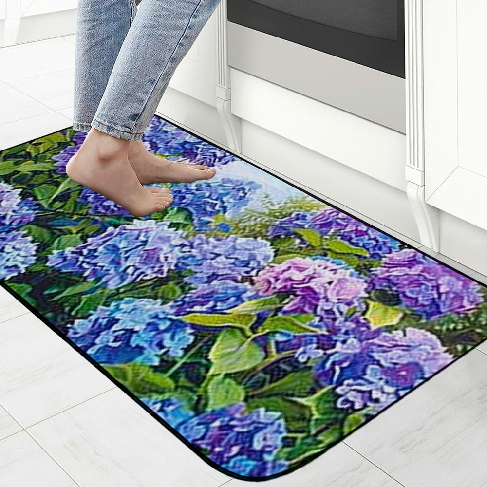 PHYHOO Doormats Blue Purple Hydrangea Flowers Door Mat Doormat Outdoors/Indoor/Bathroom/Kitchen/Bedroom/ Floor Mats 19.68*47.24 in