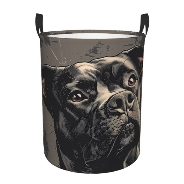 Fotbe Vintage Dog Illustration Cesto de Ropa con Asas, Cesto Impermeable de Gran Capacidad, Bolsa de Lavado para Dormitorio, Cesto de Ropa con Ruedas y Asas-Small