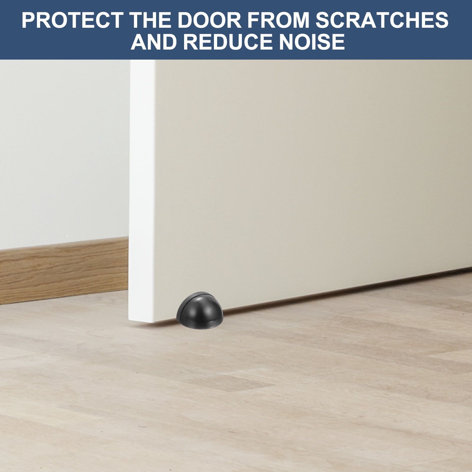 Uxcell 8 Pack Low Dome Floor Door Stop, 45mm Dia. Self Adhesive Door Stoppers, No Drilling Stainless Steel Half Dome Rubber Bumper Wall Protector for Bedroom Bathroom, Gold