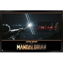 Star Wars: The Mandalorian Season 2 - Din Djarin vs. Moff Gideon Wall Poster, 22.375" x 34", Framed
