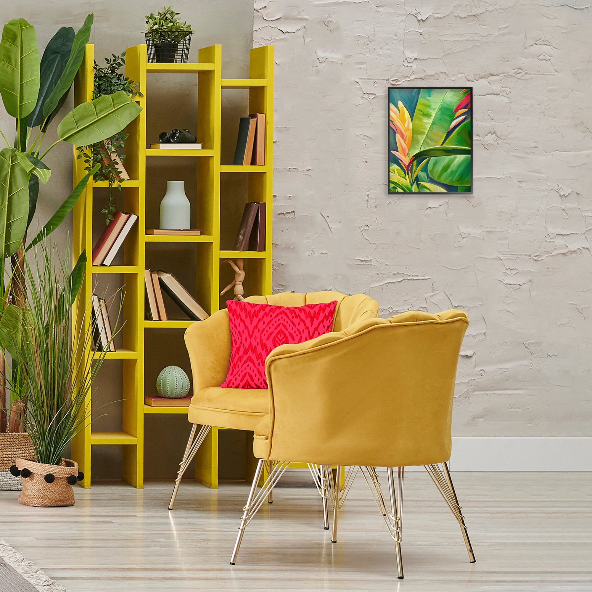 Stupell Industries Bright Tropics Greenery Botanical & Floral Painting Black Framed Art Print Wall Art, 11 x 14