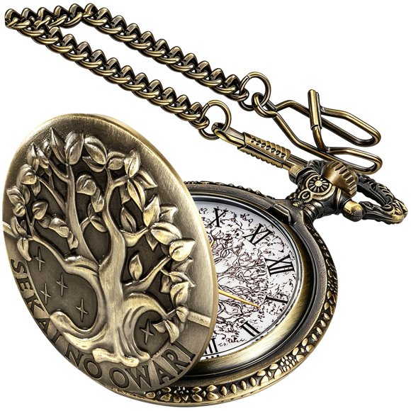 Reloj de bolsillo Tiong 45 mm de cuarzo con árbol de la vida y cadena
