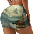thumbnail image 1 of Fotbe Serene Coastal Blue Sky Shorts Sin Costuras – Shorts Deportivos de Cintura Alta para Mujer, Elásticos para Gimnasio, Yoga, Running o Ciclismo-XX-Large, 1 of 8