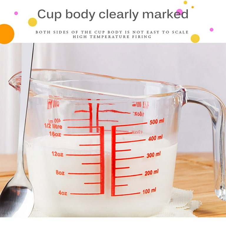 FANCY Tempered Glass Measuring Cup With Handle Grip For Liquid Ml And Oz  Measurements