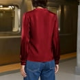 thumbnail image 6 of Dazajoo Womens Business Casual Tops Dressy Work Long Sleeve Shirts Cute Silk Satin V Neck Blouses,Red,XL, 6 of 9