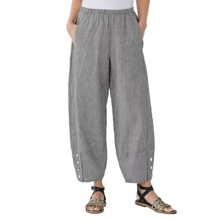 

ZIZOCWA Womens Fashion Summer Outfits Women Stripe High Waist Cotton And Long Pants Casual Beach Trousers Womens Linen Pants Tall Pants Women Casual Linen Teen Sweatpants Comfortable Maternity Pants