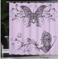 thumbnail image 3 of Ambesonne Spring Shower Curtain, Butterfly Floral Mandala Art, 69"Wx70"L, Lilac Black, 3 of 4