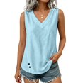 thumbnail image 4 of Sheghy Tank Tops for Women 100%Cotton Women's Solid Color V-neck Sleeveless Button Casual Cotton and Linen Top, 4 of 6