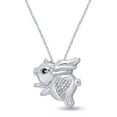 thumbnail image 2 of AFFY Black and White Natural Diamond Flying Pig Pendant Necklace 14k White Gold Over Sterling Silver, 2 of 5