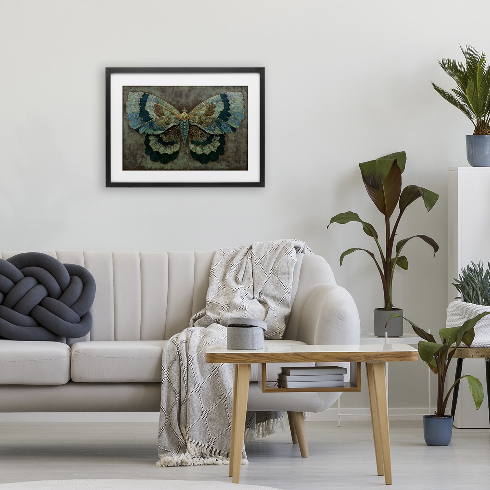 Stupell Industries Golden Jewel Butterfly Black Framed Print Under Glass, design by Petal Prints Design