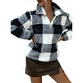 thumbnail image 4 of Xuanfei Women Plaid Lapel Collar Zip Up With Pockets Long Sleeve Fleece Sweatshirt, 4 of 7