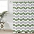 thumbnail image 2 of Extra Long Shower Curtain 72x96 Inch, Sage Green Grey Shower Curtain Waterproof Bathroom Decor Abstract Geometric Ocean Wave Stripe Fabric Bath Curtain Set Accessories with Hooks, 2 of 6
