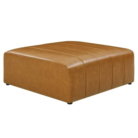 Accent Chair Ottoman, Faux Vegan Leather, Tan, Modern Contemporary Urban Design, Living Lounge Room Hotel Lobby Hospitality
