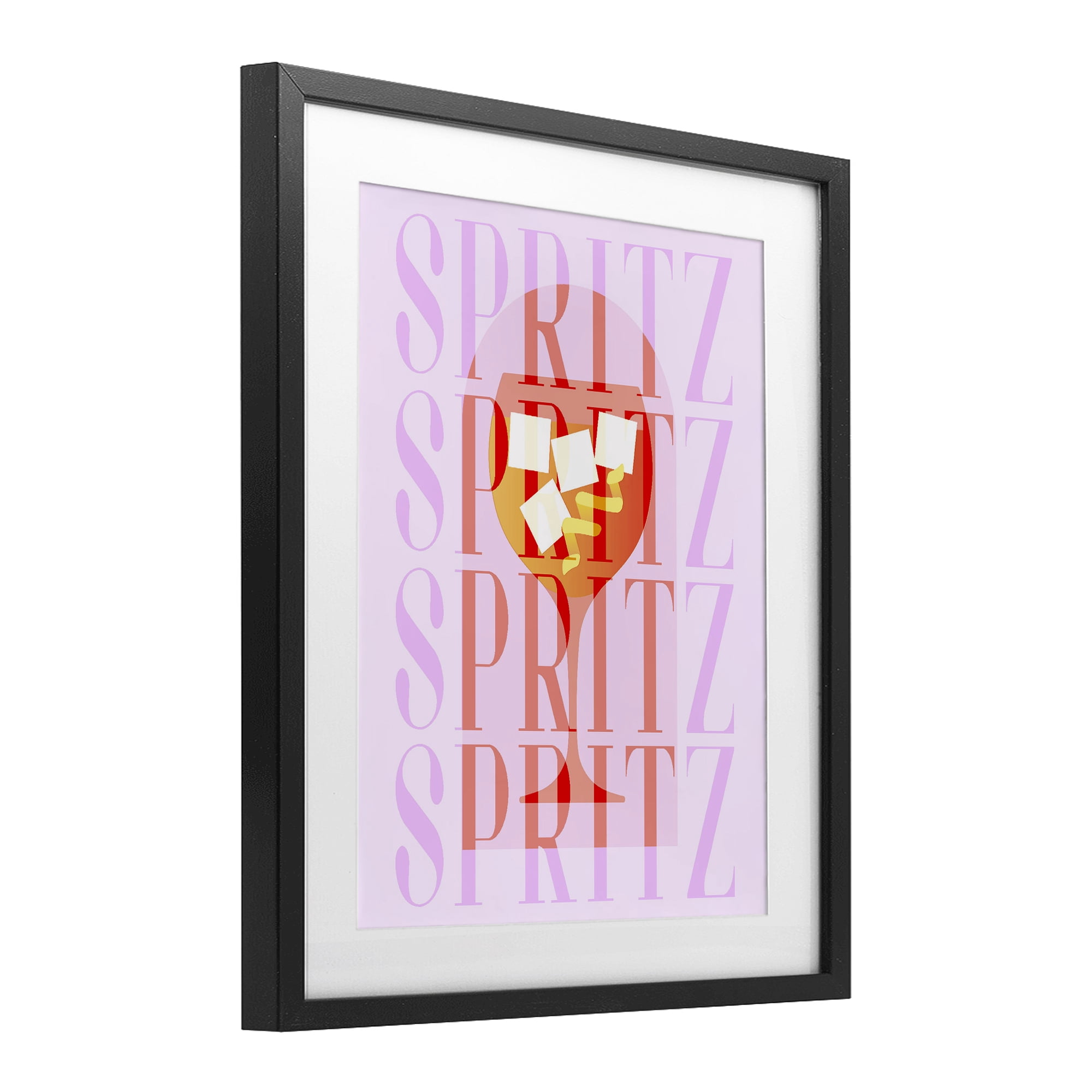Retro Pastel Spritz Black Framed Print Under Glass, design by Lil' Rue