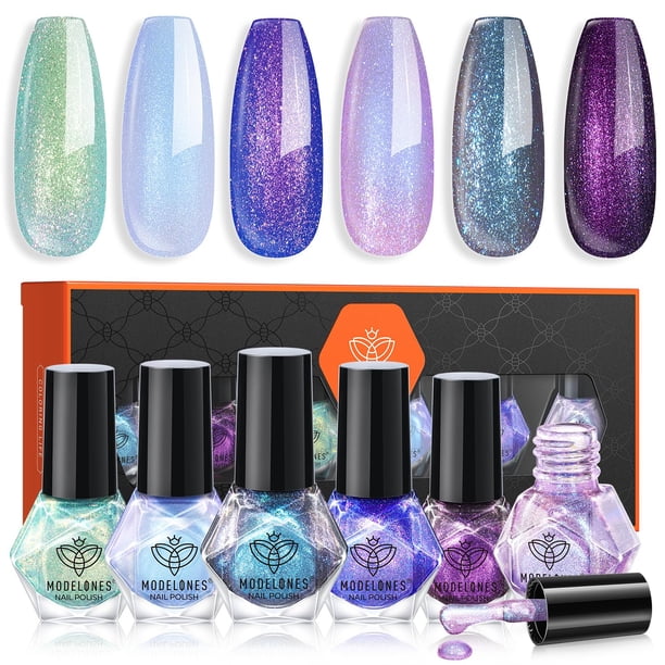 Set de esmaltes de uñas modelo Chameleon, 6 colores, secado rápido