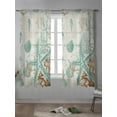 thumbnail image 4 of Aqua Coastal Starfish Curtains 63 Inch Length,Sheer Curtains for Bedroom Living Room Window Farmhouse Nautical Seahorse Coral Rod Pocket Drapes Kitchen Curtains Small Half Window 42"x63" 2 Panels, 4 of 7