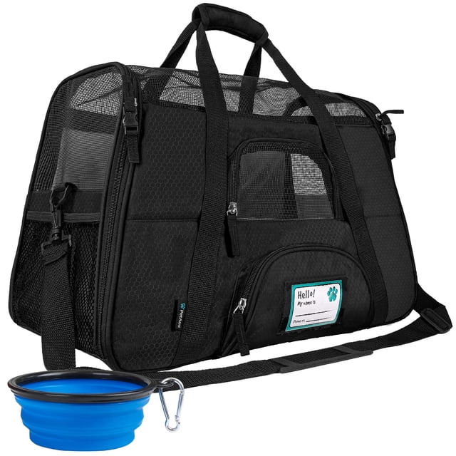 PetAmi Transportín para mascotas aprobado por la aerolínea para gatos, transportador de perros de lado suave para perros pequeños, suministros de viaje para gatos, accesorios para gatos de interior, b