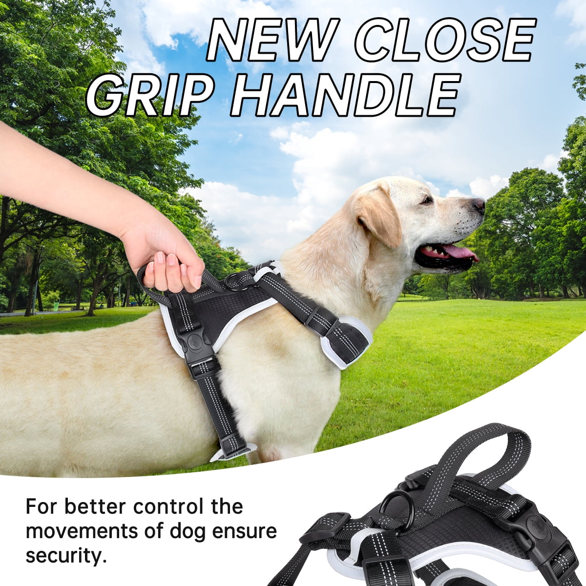 Reflective No-Pull Adjustable Pet Vest with Handle for Hiking Walking Dog Harness Breathable No Medium or Large Dogs with Room for Patches Service and Outdoors Choke Harness for Small Training 