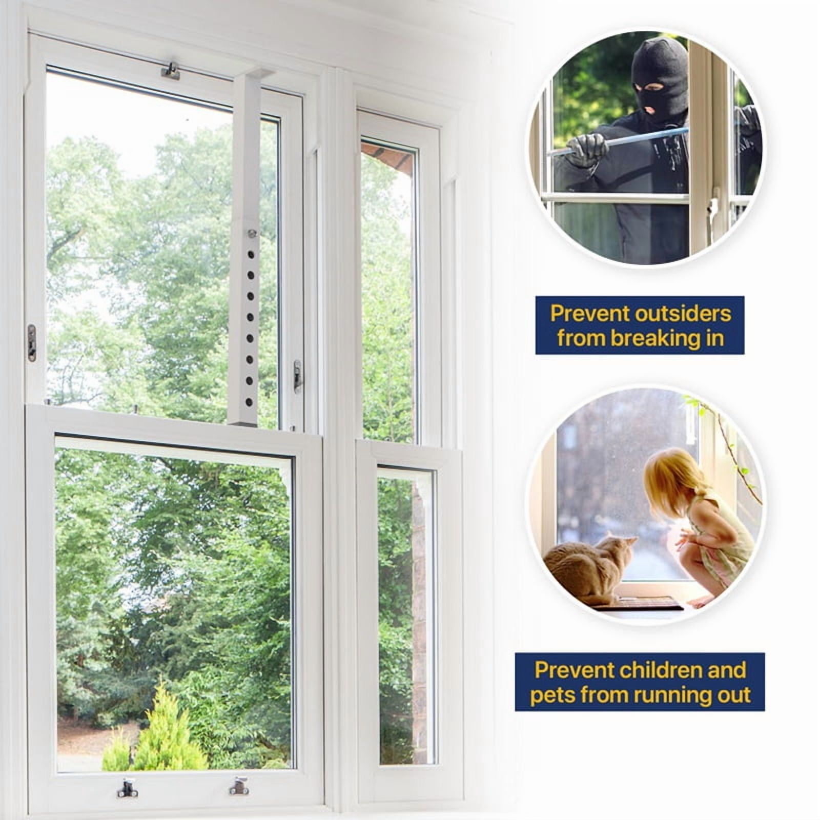 Adjustable AC Window Lock Bar, Small Security Bars for Child Safety, Stoppers Vertical Sliding A New