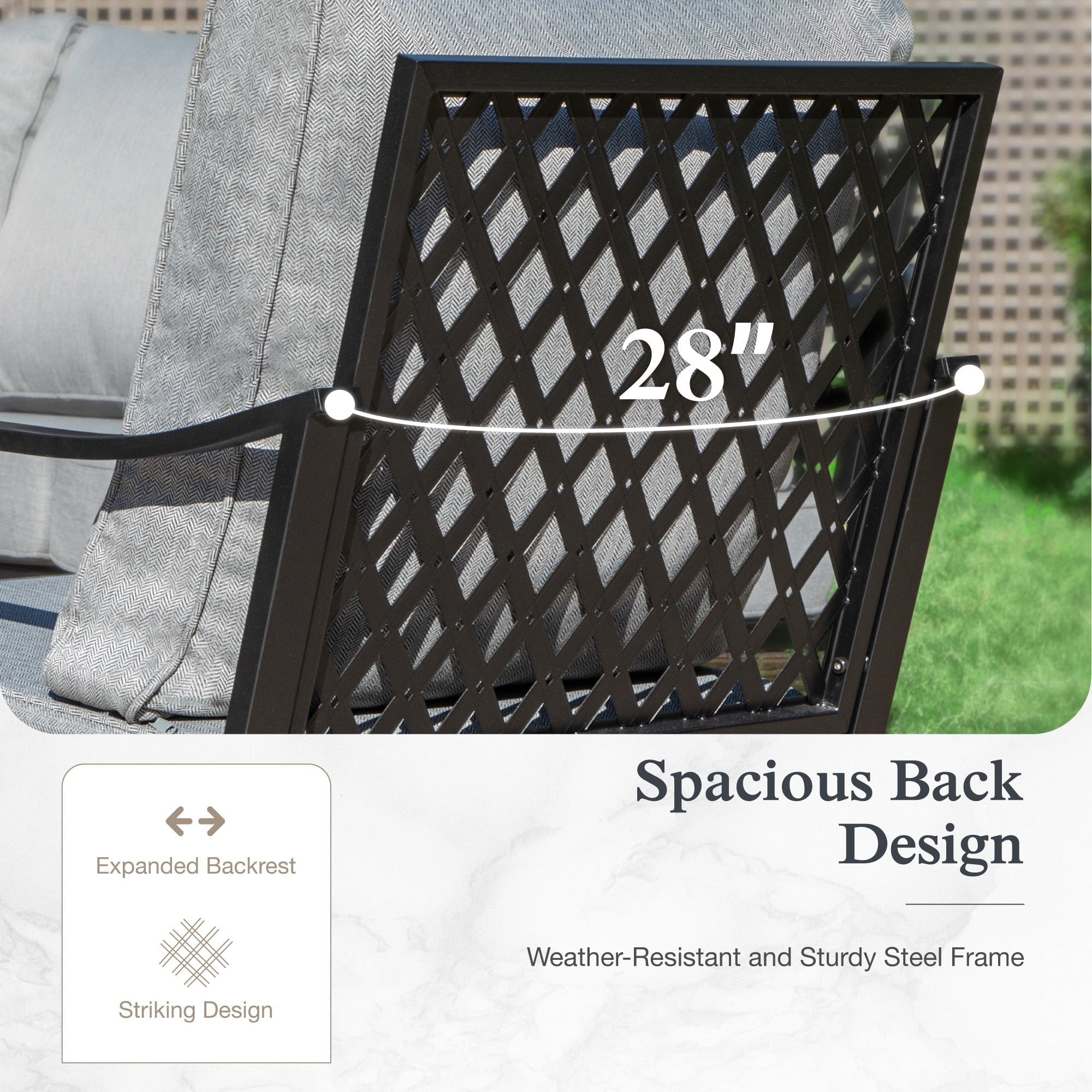 Sophia & William 5 Seat Patio Conversation Set,Outdoor Metal Furniture Sofa Set with Rocking Chairs, Gray