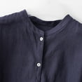 thumbnail image 5 of Cotton Linen Button Down Shirts for Women Mandarin Collar 3/4 Length Sleeve Tops Dressy Casual Loose Fit Plain Blouse, 5 of 8