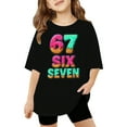 thumbnail image 4 of Afdoent Girls Graphic Printed 67 Funny Number Short Sleeve T Shirt Casual Comfortable Blended Tee For Everyday Play And School Outfits 3-4 Years, 4 of 4