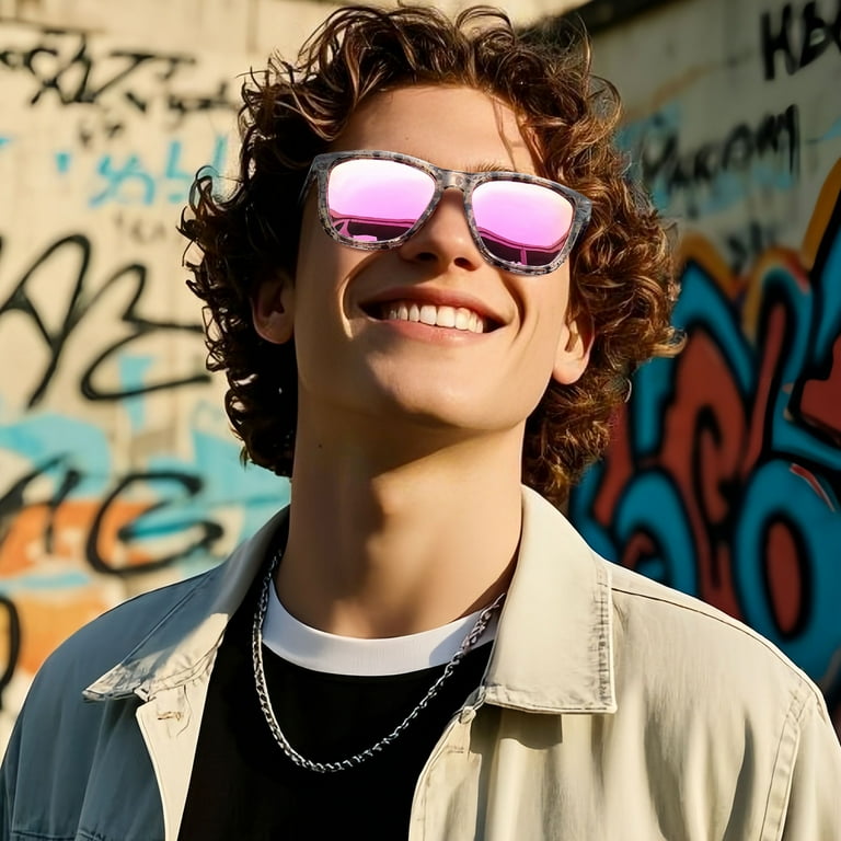 Joopin Retro Polarized Sunglasses Women, Pink Mirrored photo 3