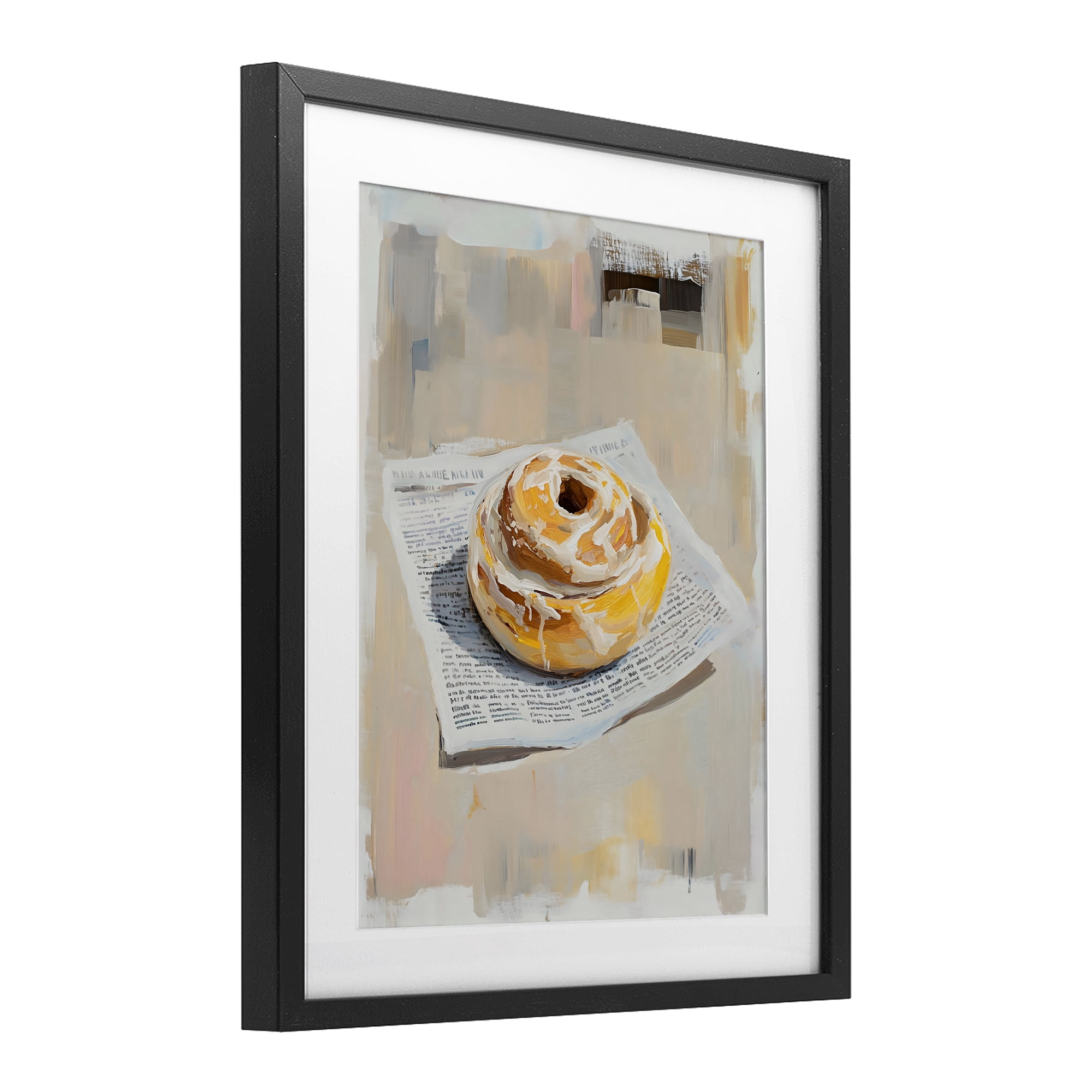 Stupell Industries Cinnamon Roll & Morning Paper Black Framed Print Under Glass, design by The Prints Vibe