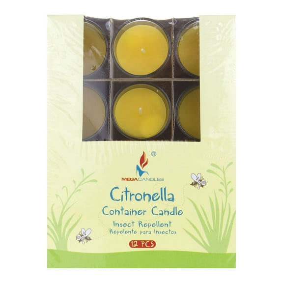 Mega Candles 12 pcs Citronella Votive Glass Container Candle | Hand Poured Wax 12 Hours Candle | For Outdoor Camping BBQ Party Usage | Excellent in Repelling Insects and Bugs