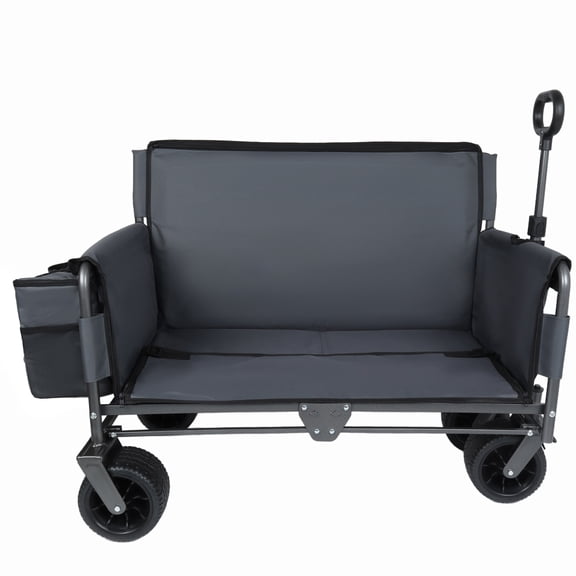500lbs/180L Heavy-Duty 3-in-1 Folding Utility Wagon Cart with Bench Seat&Storage