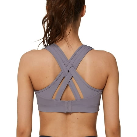 

QWZNDZGR Women High Impact Sports Bras Criss Cross Back Sexy Running Bra for Plus Size