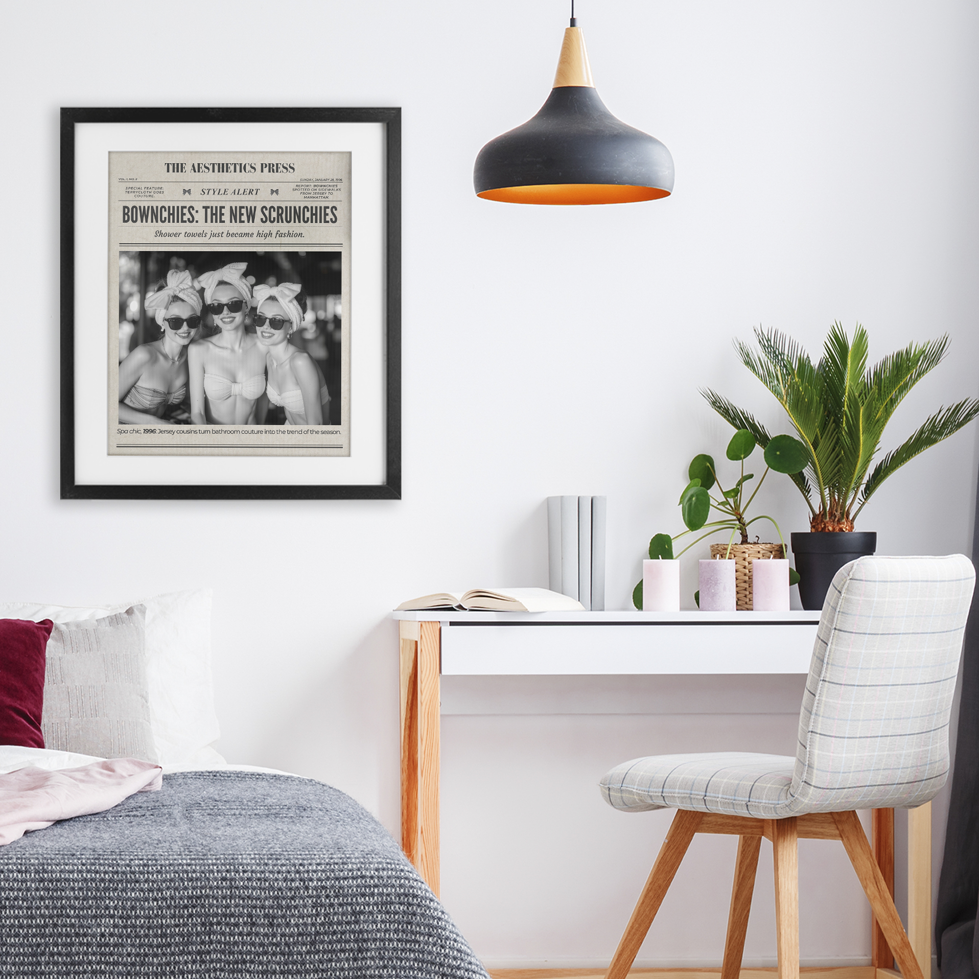 The Aesthetics Press Magazine Black Framed Print Under Glass, design by A Barefoot Stylist