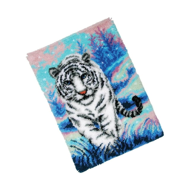 Carpet Latch Hooking Kits DIY Rug Crochet Yarn Kits latch hook rug for christmas White Tiger