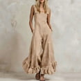 thumbnail image 4 of Quixlent Women's Summer Sleeveless Jumpsuit Ruffle Wide Leg Pants Rompers Casual Beach Vacation One Piece Outfits with Pockets, 4 of 8