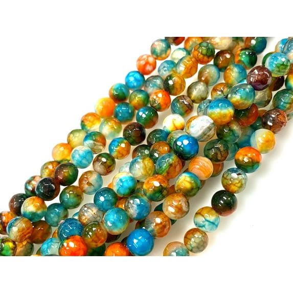 Natural Multi Color Agate Beads / Healing Energy Stone Beads / Faceted Round Shape Beads / 6mm 2 Strand Gemstone Beads For DIY Jewelry Making