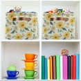 thumbnail image 7 of FREEAMG Sunflower Floral Large Square Storage Basket Bin with Handles 2PCS,Foldable Multi Functional Closet Storage Box Shelf Basket for Storing Toys, Books and Clothes, 7 of 7