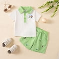 thumbnail image 2 of CAICJ98 Toddler Baby Boy Golf Outfit Golf Cart Hole Short Sleeve Collar Shirt Shorts Set Summer Vocation Clothes (Light Green,12-18 Months), 2 of 7