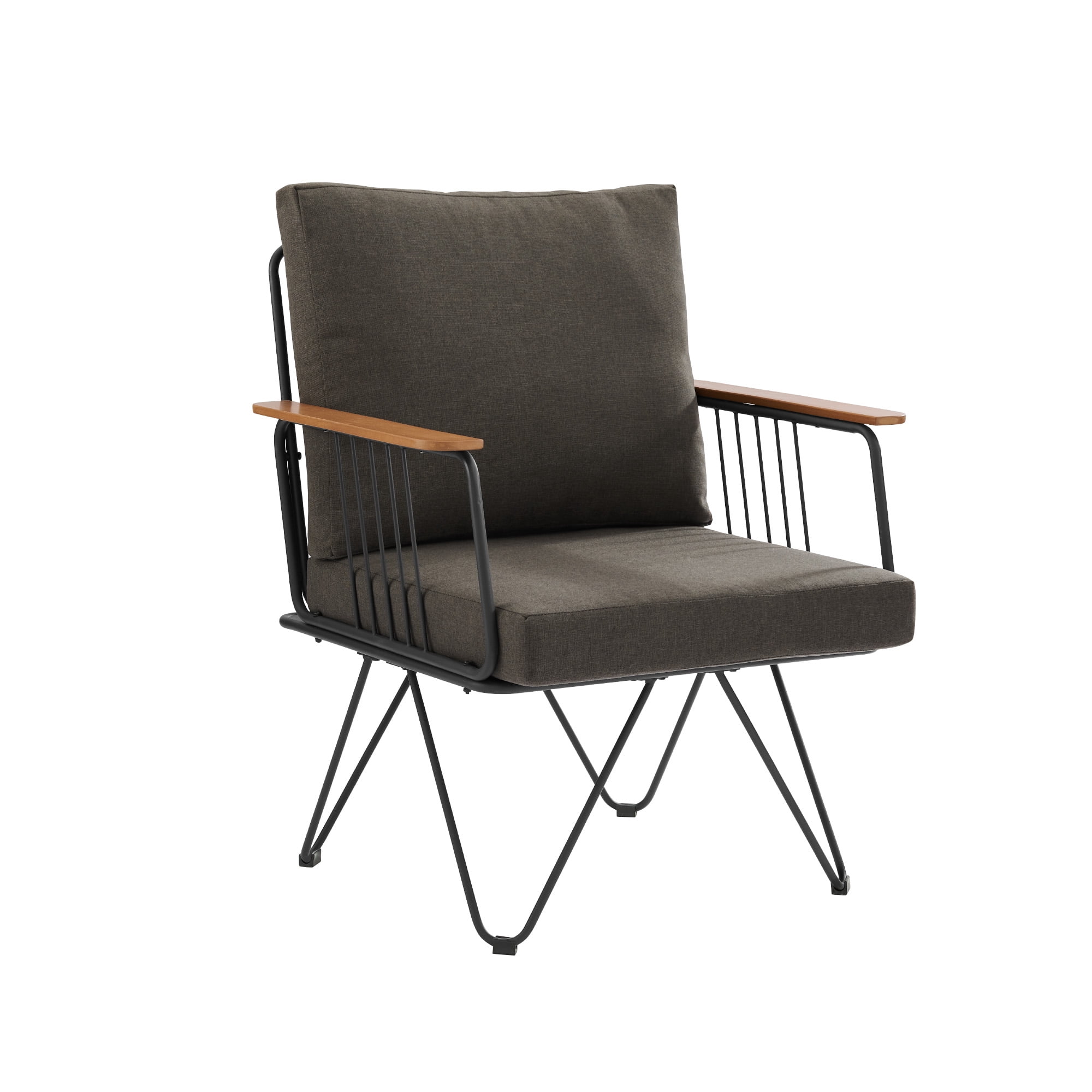 Manor Park Modern Hairpin Leg Metal and Wood Patio Chair, Clove Brown
