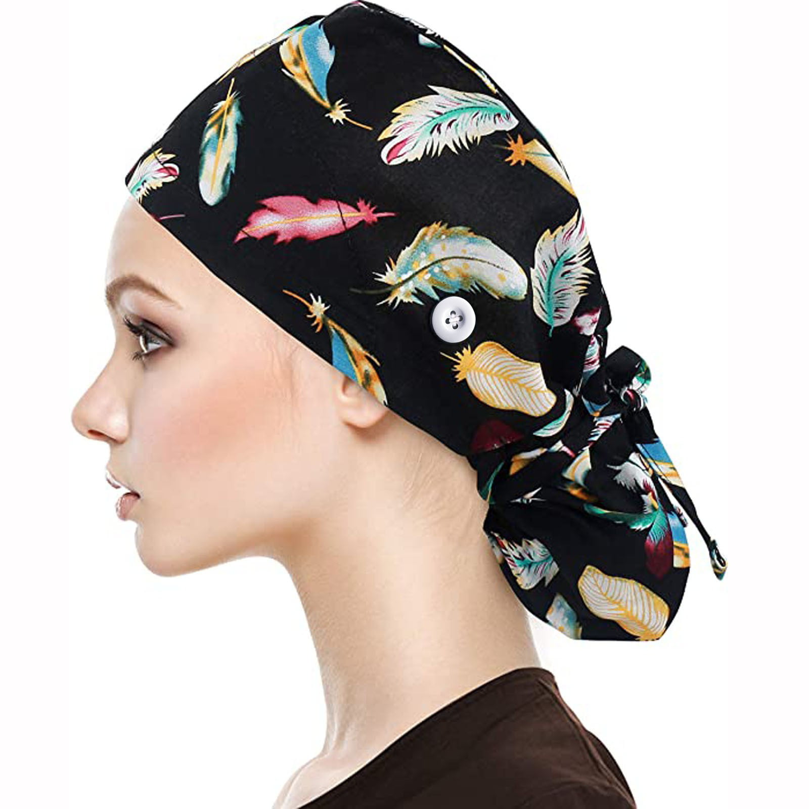 Adjustable and Breathable Bouffant Hats Headwear for Women Men CLIFIX Working Caps with Buttons and Sweatband