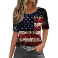 thumbnail image 2 of YLHFASHION T-Shirts Graphiques pour Femmes 4 Juillet Col Rond 2025 Drapeau Américain Manches Courtes Chemise d'Été pour l'Indépendance Rabais de 50 % Liquidation T-shirt à Manches Courtes pour Femme, 2 of 5