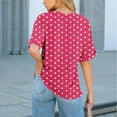 thumbnail image 5 of Shirts for Women Short Sleeve Print Pocket Polka Dot Casual Round Neck Blouse Army Green,Womens Tops, 5 of 6
