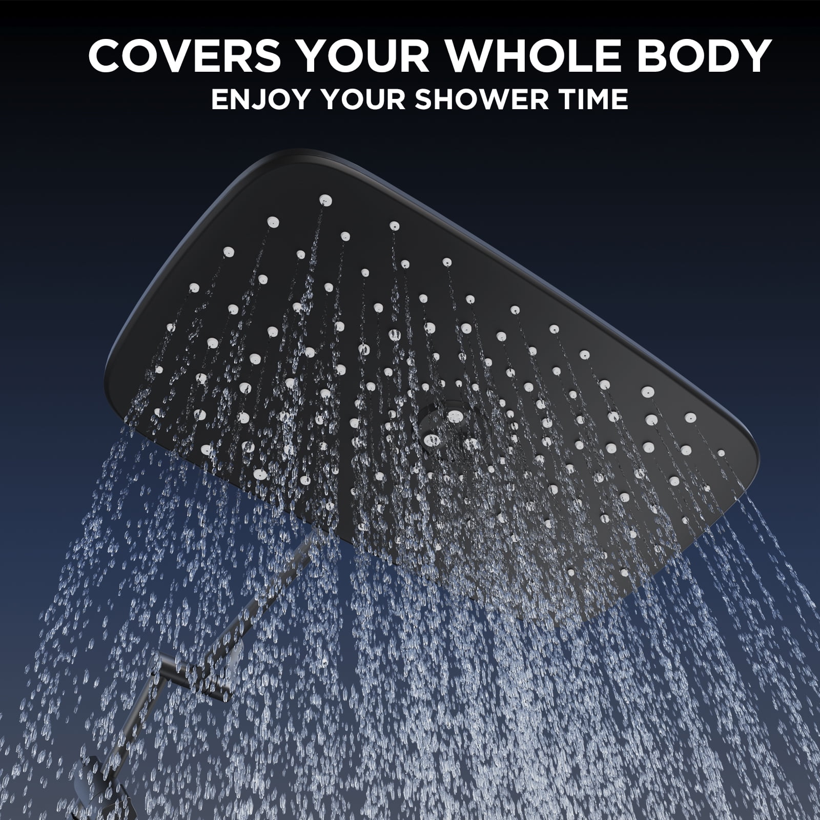 12 Inch Coverage High Pressure Rain Shower Head Combo with Adjustable Extension Arm, Wide Rainfall & 5 Modes Handheld Showerhead, Dual Anti-Clog