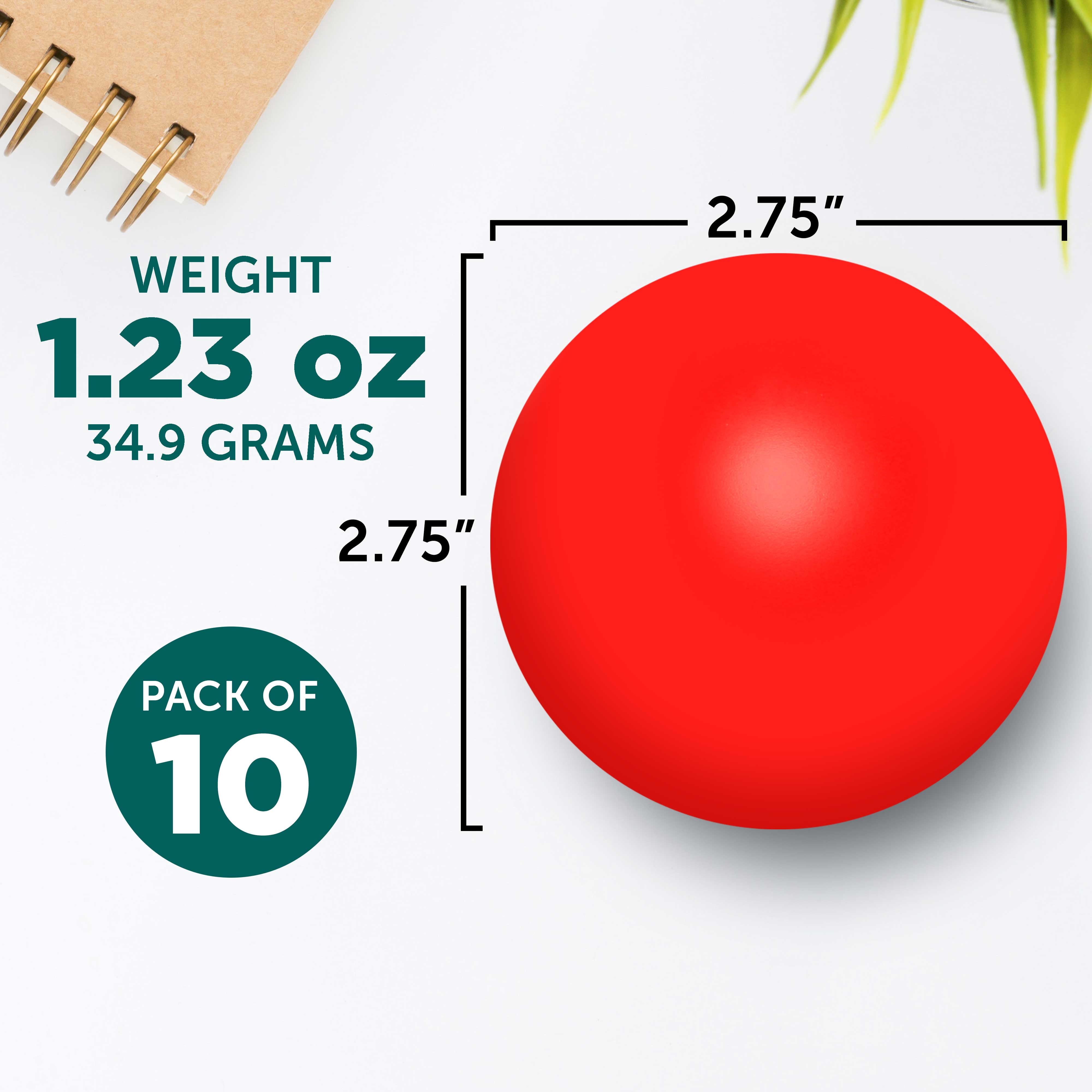 Stress Balls for Adults Set of 10, Bulk Pack - Hand Exercise, For Your Desk, Office or Home - Red