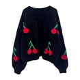 thumbnail image 4 of Sweater for Women Cherry Embroidered Lace Up Cardigan Cute Warm Knitted Trendy Outfits, 4 of 4