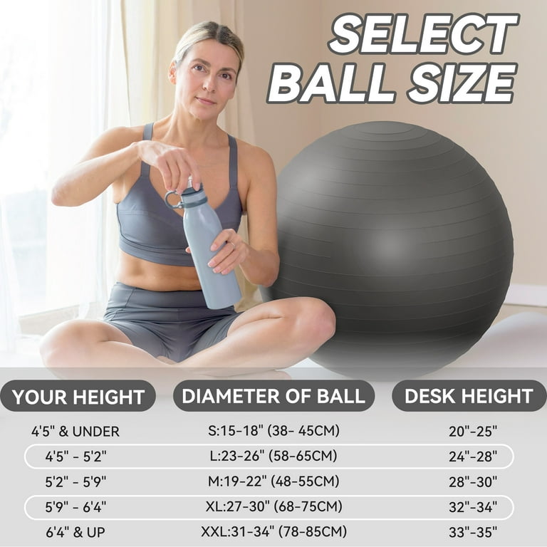 FlexWave 85cm Anti-Burst Yoga Ball with Textured Stripes, Exercise