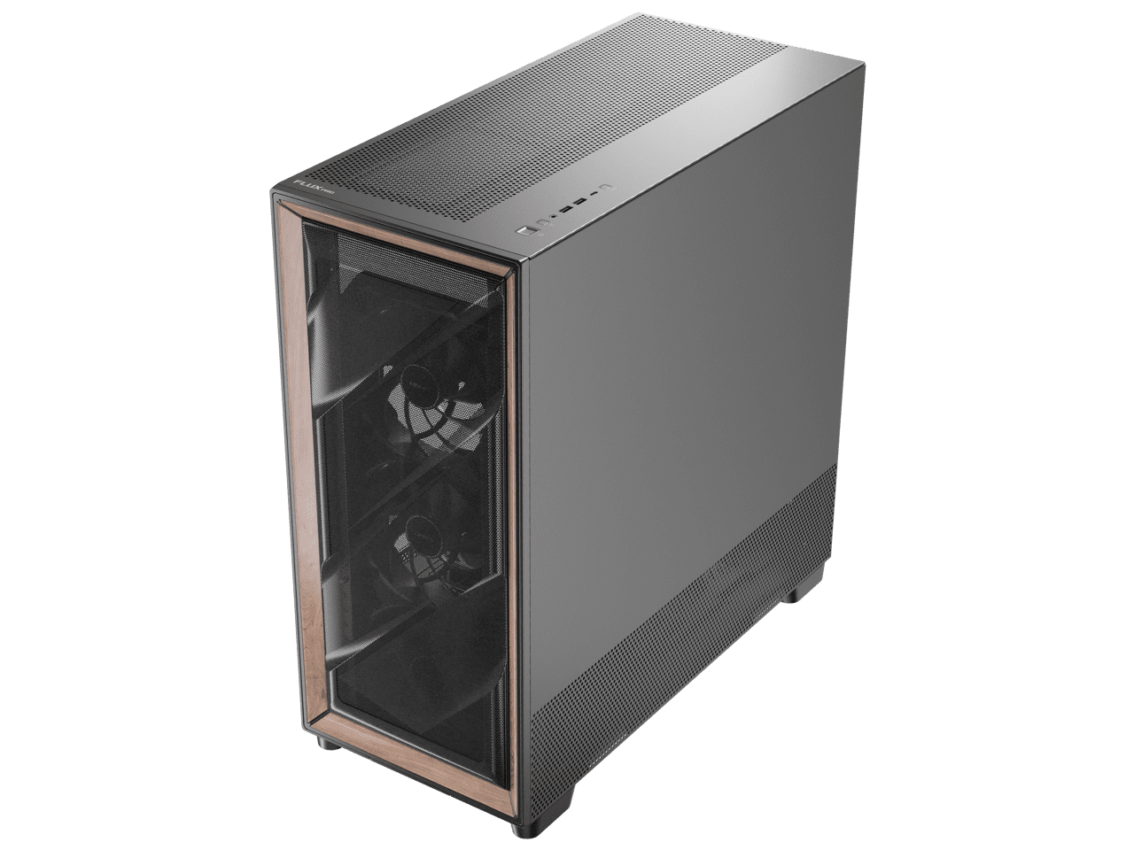 Antec Flux Pro, 6 X PWM Fans Included, High-Airflow Front Panel With Walnut Wood, IShift PSU 90° Mount, USB3.0 X 2, Type-C, 420mm Radiator Support, Temp. Display, Full-Tower E-ATX PC
